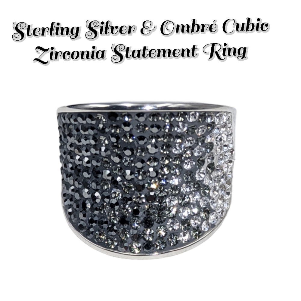 Sterling Silver & Ombré Cubic Zirconia Statement Ring